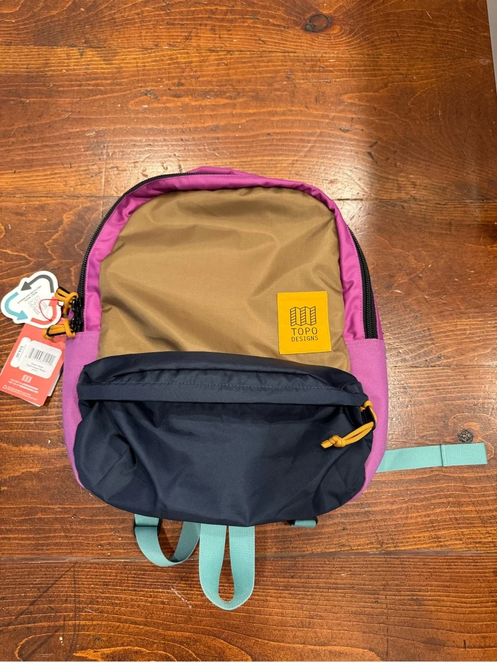 Topo Designs- Dashpack-  17L- Multicolor Backpack - Dark Khaki / Navy/ Purple